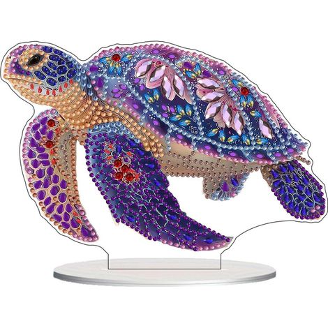5D Diamant Painting Schildkröte Tischdeko 5x8 Zoll Lila Rosa Blumig (1/4)
