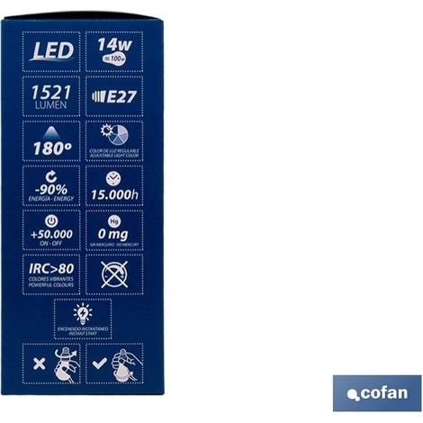Pack de 3 ampoules E27 A60 14W 1521 LM 5CCT (1/4)