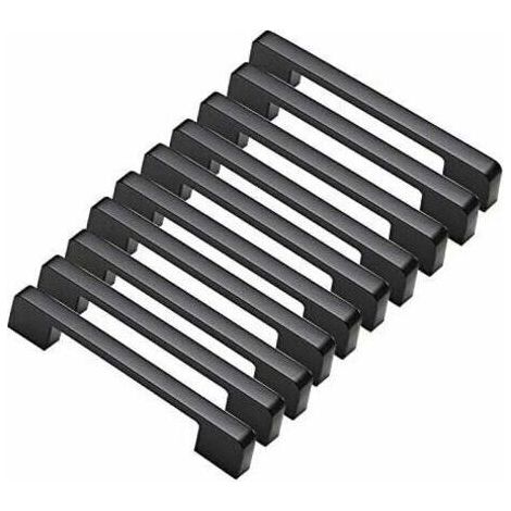 NALOOKAMIC 10pcs poignées de porte noir en Alliage de Aluminium Poignées T Bar Bâton Cuisine Armoire Entraxe de Trous 160mm