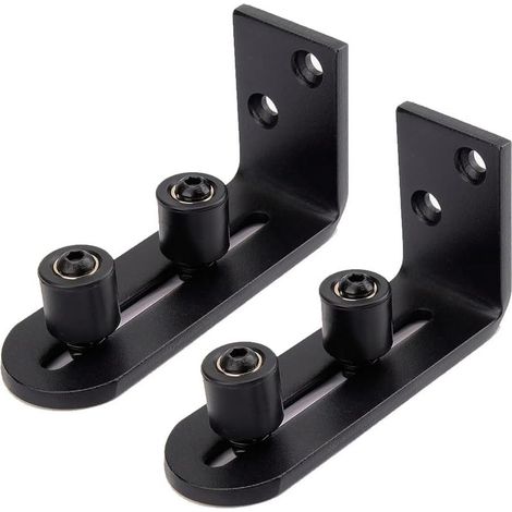 Guide Portail Coulissant Réglable Montage Mural Roues Doubles Fond Guide pour Accessoire de Quincaillerie de Porte de Grange Noir, 2PCS (1/5)