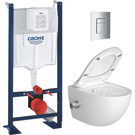 Grohe – Pack WC suspendu sans bride – Bâti autoportant Rapid SL – Fonction bidet thermostatique – Abattant softclose – PROJECTSATCLEAN1 (1/5)