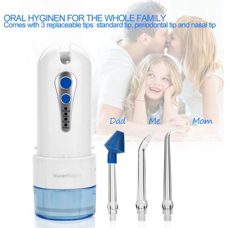Jet dentaire buccal Pulse pour nettoyage interdentaire, hydropulseur bleu ciel, irrigation dents et nez, fil dentaire à eau portable (1/5)