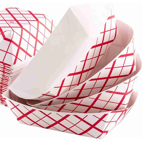 Plateaux alimentaires en papier jetables, 50 pièces, anti-graisse, bateau de service. (1/5)