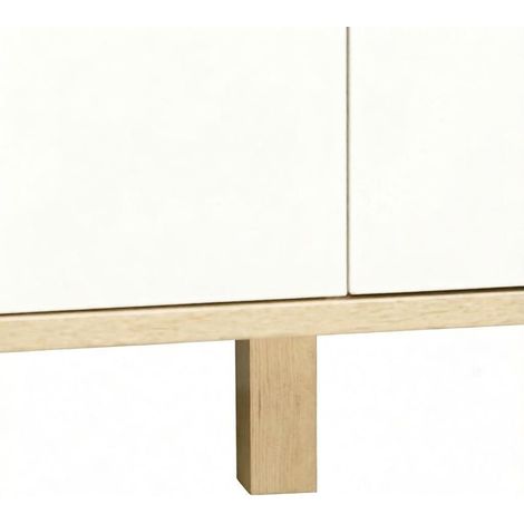 Commode 120x40x76 cm en panneaux de particules et pin, blanche, 6 tiroirs, pour chambre – MEUBLIV (1/5)