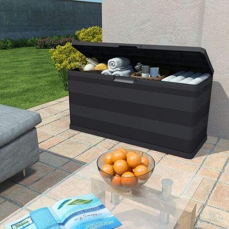 Boîte de Rangement Noire pour Jardin, 117x45x56 cm (1/5)