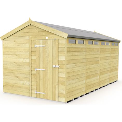 8 x 16 Feet Apex Security Shed - Single Door - Wood - L472 x W231 x H217 cm