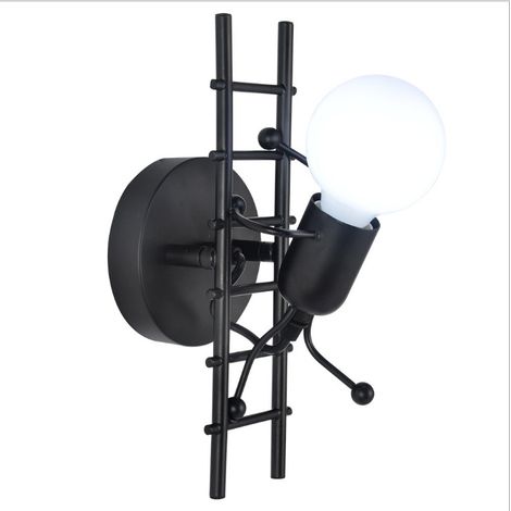 Applique Murale Design Créatif Moderne Forme Humaine Escalade Applique Murale Art Éclairage Décoratif E27 Convient pour La Chambre Des Enfants Couloir Salle À Manger Escaliers Cuisine 29  12cm Noir (1/2)