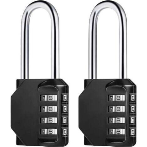 2 Pcs (Noir) Cadenas Code 4 Chiffres Long, Alliage de Zinc Cadenas à Combinaison Antirouille Cadenas Casier Code pour Placard Gym Garage (1/4)