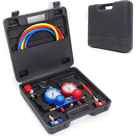 Asistente de aire acondicionado de 2 vías para R134a R22 R12 R404A R410A R502 Manómetro + Caja