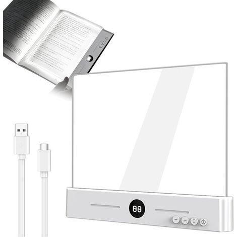 Lampe de lecture plate，lampe de lecture en forme de coffre au trésor，pour lire au lit le soir avec 3 couleurs et minuterie，(blanc) (1/5)