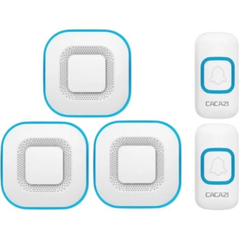 Sonnette Sans Fil - Récepteur AC110-240 V - 38 Sonneries Polyphoniques - 2 Boutons Extérieurs - 3 Récepteurs Intérieurs - Blanc (1/5)