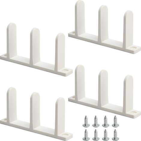 Set mit 4 Bodenführungen für Schiebetüren - Universelle ABS-Bodenführungen für 3,5 cm dicke Schiebetüren - Weiße Bodenführungen für Schranktüren inklusive Schrauben