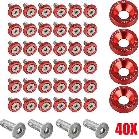 JDM Universal-Befestigungssatz aus gefrästem Aluminium mit 40 Schrauben für Stoßstange/Kotflügel inklusive Unterlegscheiben für den Motorraum des M6 (1/5)