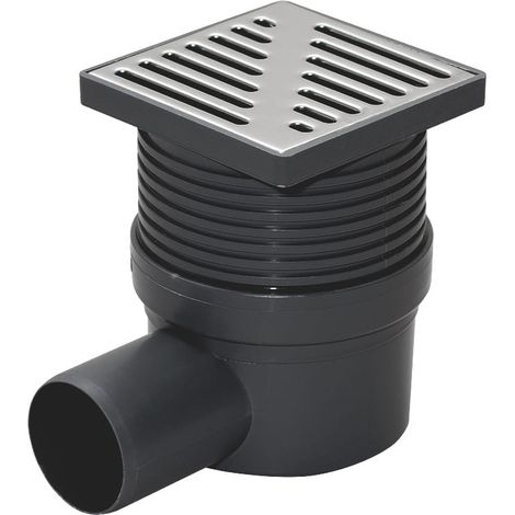 Abwassergitter 100 x 100 mm, höhenverstellbar, seitlicher Abfluss (1/3)