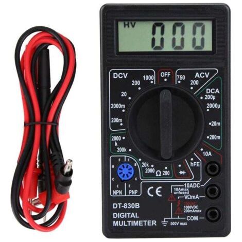 BUNTHAUS PA DT-830B Multimètre Numérique AC DC Testeur de Tension Amp Volt Ohm Testeur avec écran LCD, Mesure la Tension, le Courant, la Résistance, le Transistor (DT-830B noir) (1/4)