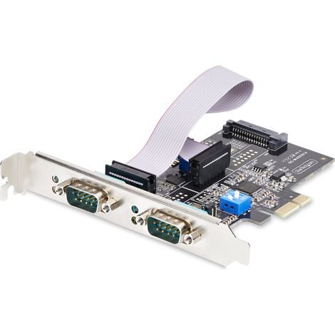 StarTech.com Scheda Seriale PCIe a 2 porte, scheda PCI Express a doppia porta RS232/RS422/RS485 (DB9), staffe a basso profilo incluse, UART 16C1050, Windows/Linux, conforme a TAA - Protezione ESD di l (1/5)