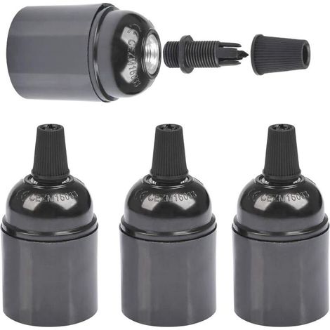 Douille E27 rétro noire, suspension Edison rétro, adaptateur de douille en bakélite massive, convient pour la décoration, l'industrie et le bricolage, lot de 6 (1/5)