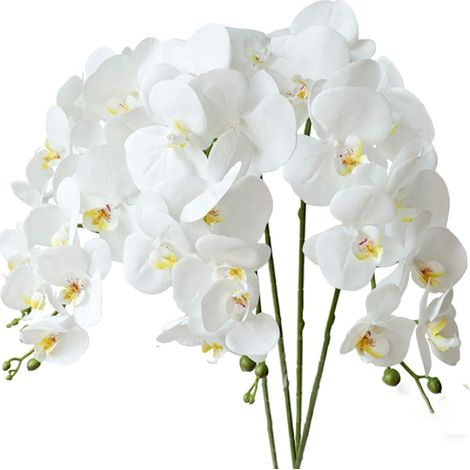 4 orchidées Phalaenopsis artificielles blanches de 70 cm avec fleurs artificielles-AquaForge