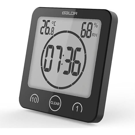 Horloge de salle de bain, minuteur de douche, réveil numérique, étanche, pour salle de bain et cuisine. (1/5)