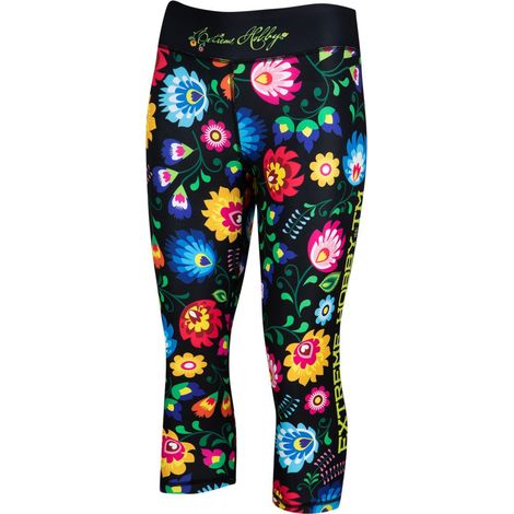 Damen-Leggings im Folk-Sport-Stil, Größe 2 3/4 XS, schwarz