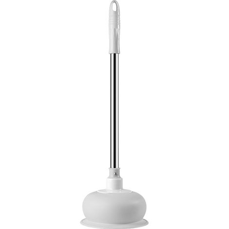 Déboucheur de toilettes gris clair, ventouse agrandie et manche en acier inoxydable (1/5)