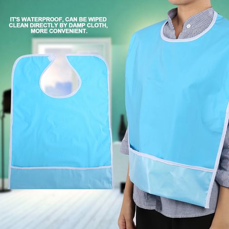 Tablier de repas adulte imperméable, protection vestimentaire pour seniors bleu clair (1/5)