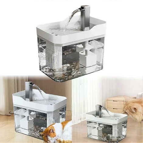Katzenbrunnen mit leiser Pumpe, automatischem Filter, USB-Anschluss, Trockenlaufschutz und Hundebrunnen für Katzen im Innenbereich (1/4)