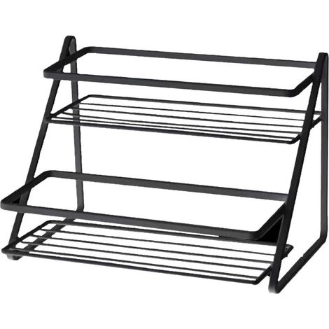 Kitchen Countertop Storage Rack Space Saving Multifunctional 2 Tiers Spice Toiletries Makeup Counter Standing Shelf Black