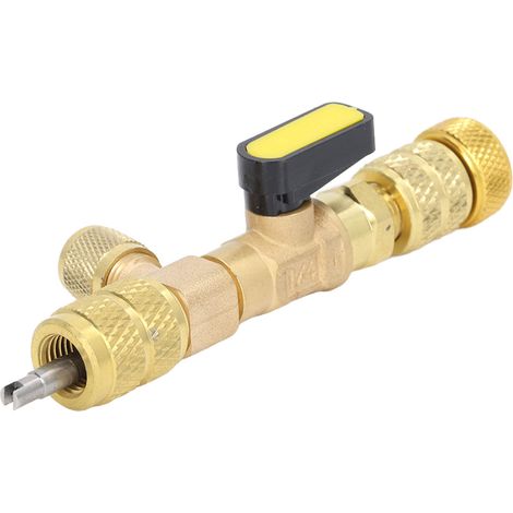 Ventileinsatz-Montagewerkzeug 1/4 Zoll und 5/16 Zoll, Messing, Doppelgröße, für R22, R12, R407c, R410A und R404A (1/5)