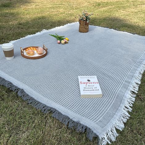 Tapis de pique-nique imperméable, couverture de camping bohème en fil tricoté, nappe de sol pour pelouse, couverture outdoor américaine, natte de sol étanche multi-usage (1/5)