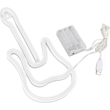 Neon-Gitarren-LED-Wandleuchte, farbenfroh, USB-batteriebetrieben, mit vorgebohrtem Loch für Bar (1/5)