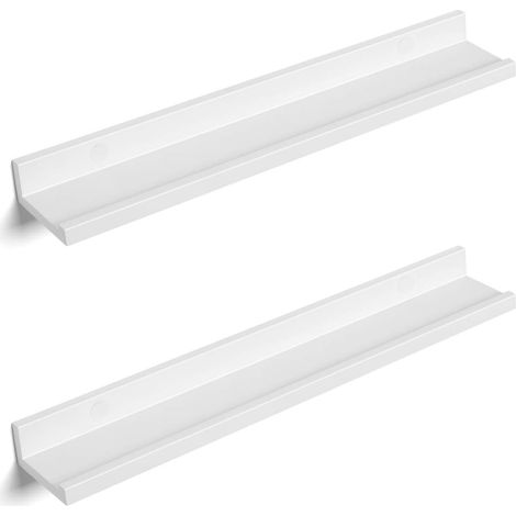 Songmics – Étagères murales flottantes blanches – Lot de 2 – Dimensions 60 x 10 x 5 cm – Capacité 10 kg – Installation facile – LWS60WT (1/5)