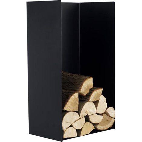 Rack à bûches en acier noir – Dossier pour éviter débordement – Dimensions 45x30x80 cm – Fabrication européenne – Farmcook