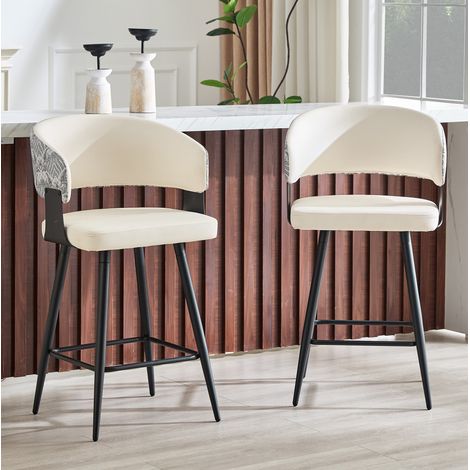 Set di 2 sgabelli da bar con schienale, seduta in similpelle, struttura in metallo, bianco HAVRYA (1/5)