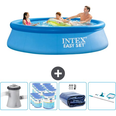 Intex runder aufblasbarer Easy Set-Schwimmpool – 305 x 76 cm – Blau – Inklusive Zubehör CB90 (1/4)