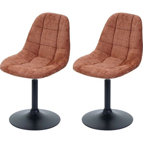 Set 2x sedie da pranzo HHG-837, poltroncina da cucina girevole, acciaio Stoffa/tessuto ciniglia (465g/m²), terracotta (1/5)