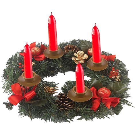 Couronne de Noël - Bougeoir - Décoration de table - Pommes de pin - 30 cm - Couronne de l'Avent artificielle avec 4 photophores - Pour table, fête, décoration de la maison - Bougeoir (1/5)