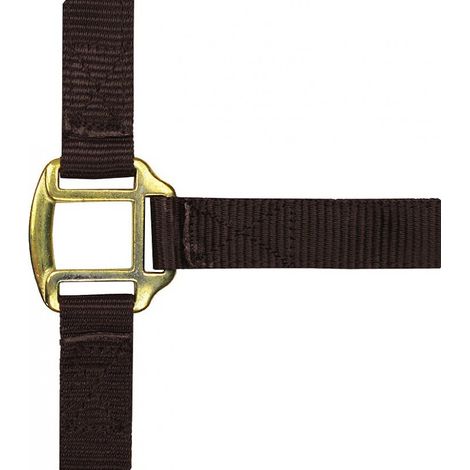Licol nylon marron doublé cuir pour cheval (1/2)