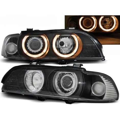 Paire de feux phares BMW serie 5 E39 de 09/1995 a 2000 angel eyes noir-27361213
