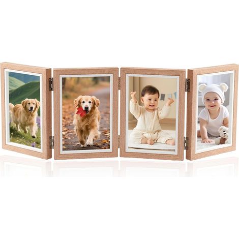 Cadre Photo 4 Photos 10x15 cm Rabattable en Bois, Pêle-Mêle (1/5)
