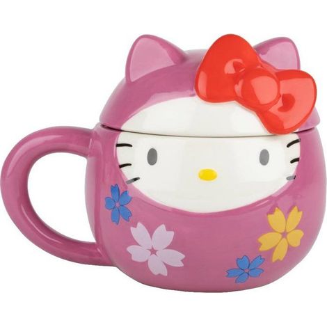 Tazza in ceramica KONIX Hello Kitty 3D Daruma 320 ml rosa con coperchio