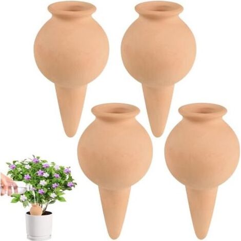4pcs Cono di irrigazione Argilla 100ml, Irrigazione Terracotta Mondo Irrigazione Oyas Seppellire Sistema di Irrigazione Automatico Riserva di Impianto di Acqua all'Interno e all'Esterno per una Vacanz (1/5)