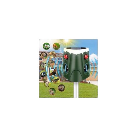 Répulsif solaire pour chat, 2024, répulsif ultrasonique pour animaux à 360 °, répulsif extérieur pour chat, étanche IP55, répulsif ultrasonique pour chat avec 4 modes réglables avec flash