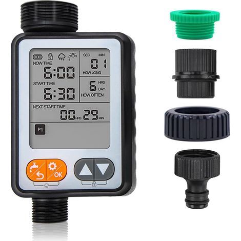 Automatic watering timer for outdoor garden hose, rain-activated timer, compatible with lawn sprinklers (1/5)