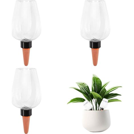 Trois boules d'arrosage pour rosiers de 350 ml à libération lente, système d'auto-arrosage avec capuchon en terre cuite, adaptées aux jardins, maisons et fleuristes. (1/5)