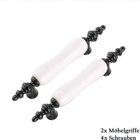 2 tiradores para muebles, de cerámica negra, estilo vintage minimalista. Tiradores para armarios, muebles, puertas y cajones, 76 mm. (1/5)