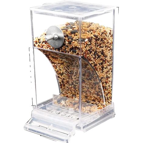 Comedero para pájaros, alimentación automática, diseño de acrílico duradero, blanco. (1/2)