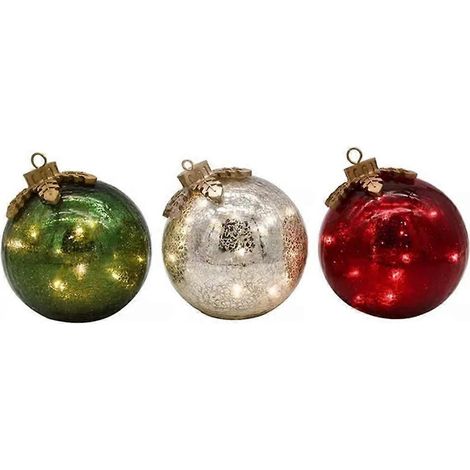 Décorations de Noël de table, boule lumineuse, boule de cristal décorative pour centre de table ou cheminée (sans piles) (1/5)