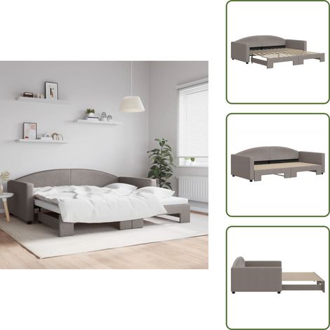 The Living Store Tagesbett Ausziehbar Taupe 100x200 cm Stoff - Schlafsofa