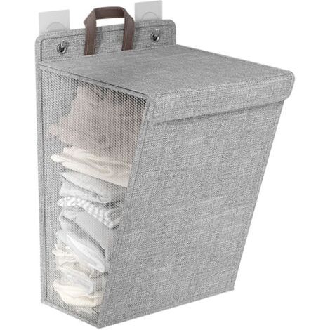 Paniers à linge, Panier à linge avec couvercle respirant, Hamper à linge en maille pliable (1/5)